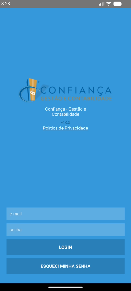 Confiança login screen