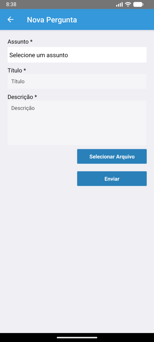 Confiança new request with file attachment
